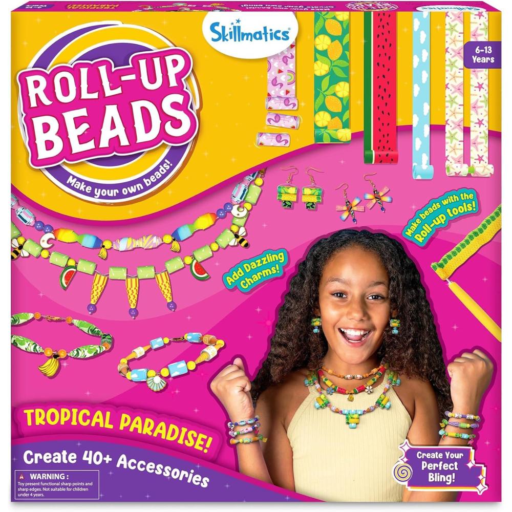 image:imageSkillmatics Craft Activity  Rollup Beads Tropical Paradise DIY Kit 500 Charms amp Beads Jewelry Making Kit Create 40 Accessories Gifts for Kids Ages 6 7 8 9 10 11 12 13Tropical Paradise Jewelry