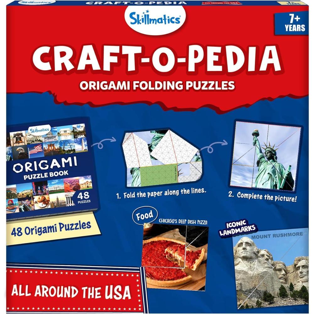 image:imageSkillmatics Origami Puzzle Book  48 Folding Puzzles for Kids Fun STEM Toy amp Brain Teasers Educational amp Travel Gifts for Ages 8 9 10 and UpAll Around The USA