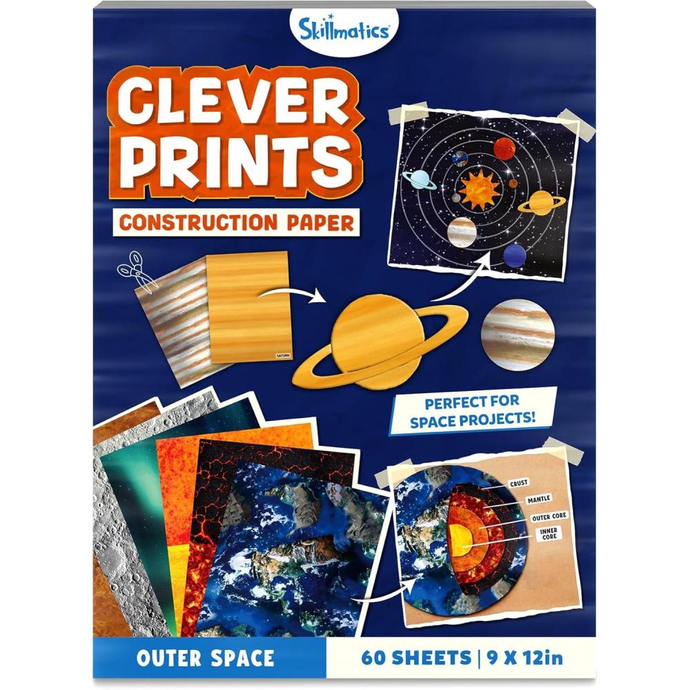 image:imageSkillmatics Science Construction Paper for Kids  60 DoubleSided Printed Sheets 9 x 12 Patterned Craft Paper for Art Projects STEM Activities DIY Crafts Scrapbooking amp School SuppliesOuter Space