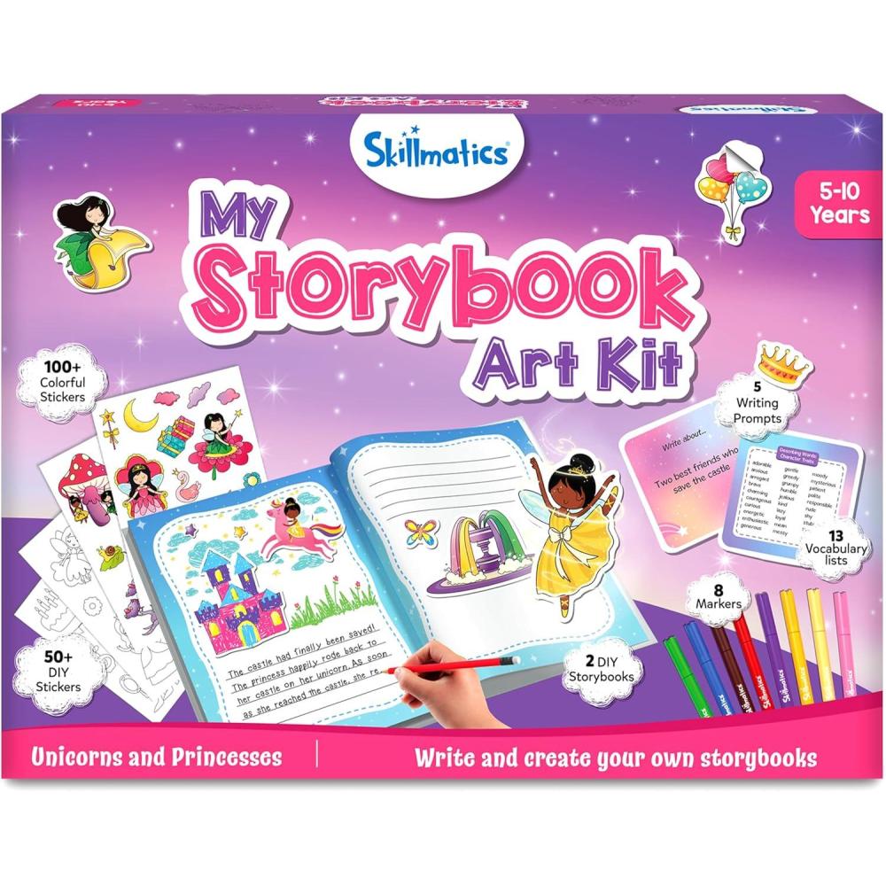 image:imageSkillmatics Storybook Art Kit  Create Fairytale Stories DIY Craft amp Writing Kit with 300 Stickers Scrapbooking amp Journal Activity Valentines Day Gifts for Kids Ages 5 6 7 8 9 101 Unicorns  Princesses
