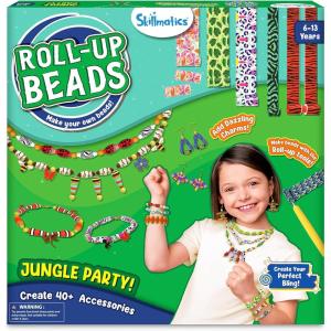 Skillmatics Craft Activity – Roll-up Beads Tropical Paradise DIY Kit, 500+ Charms & Beads, Jewelry Making Kit, Create 40+ Accessories, Gifts for Kids Ages 6, 7, 8, 9, 10, 11, 12, 13(Jungle Party Jewelry)