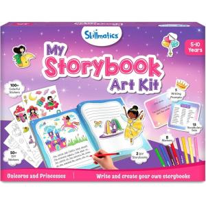 Skillmatics Storybook Art Kit – Create Fairytale Stories, DIY Craft & Writing Kit with 300+ Stickers, Scrapbooking & Journal Activity, Valentine’s Day Gifts for Kids Ages 5, 6, 7, 8, 9, 10(1. Unicorns & Princesses)