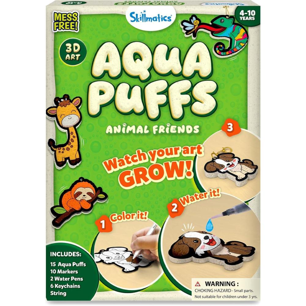image:imageSkillmatics 3D Art Kit  Aqua Puffs Princesses amp Unicorns MessFree Paint by Number Craft DIY Color amp Inflate Activity Creative Valentines Day Gift for Girls amp Boys Ages 4 5 6 7 8 9 10Animals