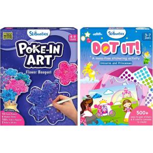 Skillmatics Poke in Art Flower Bouquet & Dot It Unicorns & Princesses Bundle, No Mess Art for Kids, DIY Creative Activity, Gifts for Girls & Boys Ages 3, 4, 5, 6, 7, 8, 9