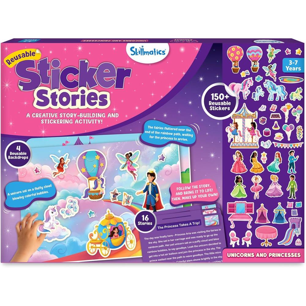 image:imageSkillmatics Activity Kit  Creative Storytelling amp Skill Building with 150 Reusable Stickers Educational MessFree Fun Preschool amp Kindergarten Toy Gifts for Kids Ages 3 4 5 6 72 Unicorns  Princesses