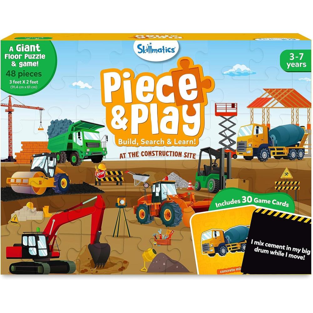 image:imageSkillmatics Floor Puzzle amp Game  Piece amp Play Construction Site Jigsaw amp Toddler Puzzles Educational Toy Gifts for Boys amp Girls Ages 3 4 5 6 7 48 Pieces 2 x 3 feet1 Construction Site