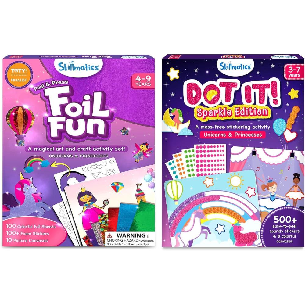 image:imageSkillmatics Foil Fun amp Dot It Sparkle Edition Bundle Unicorns amp Princesses Theme MessFree Art for Kids DIY Craft Kits Creative Activity Gifts for Ages 3 4 5 6 7 8 9