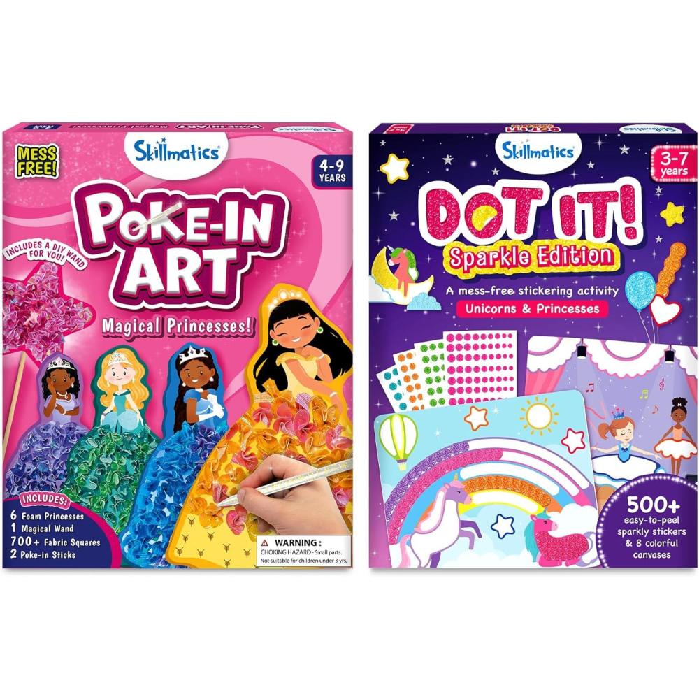 image:imageSkillmatics Poke in Art Magical Princesses amp Dot It Unicorns and Princesses Sparkle Bundle MessFree Art for Kids DIY Craft Kits Creative Activity Gifts for Ages 3 4 5 6 7 8 9