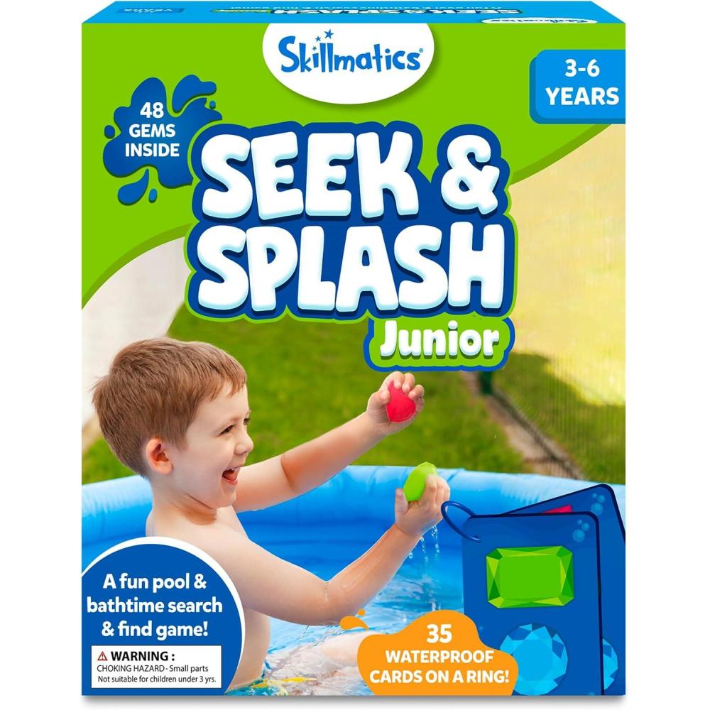 image:imageSkillmatics Pool Toys  Seek amp Splash Preschool Search amp Find Water Game Swimming Pool amp Bathtime Toy for Kids Summer Fun amp Gifts for Boys amp Girls Ages 3 4 5 6 Includes 48 Colorful Gems3 Seek  Splash Junior