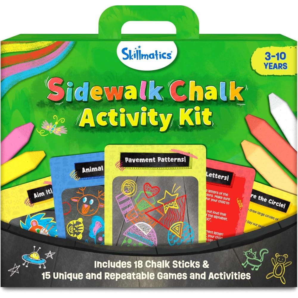 image:imageSkillmatics Sidewalk Chalk Activity Kit  Creative Outdoor Fun with 18 Washable Chalk Sticks 15 Activities amp Games for Kids Gifts for Boys amp Girls Ages 3 4 5 6 7 8 9 10