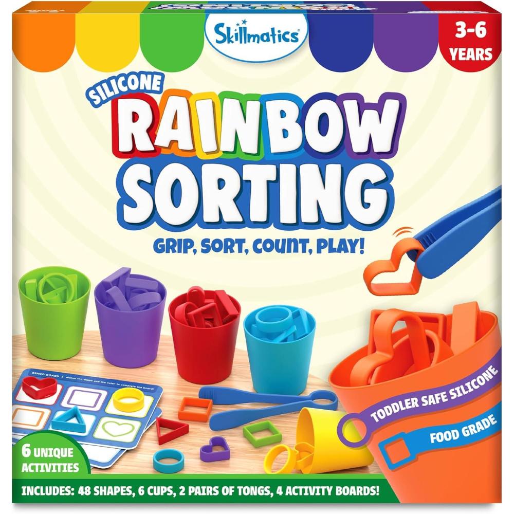 image:imageSkillmatics Silicone Rainbow Sorting Game  Learning amp Educational Toy Sorting Counting amp Sequencing Skills Classroom Valentines Day Gift for Toddlers amp Preschoolers Ages 3 4 5 6Rainbow Sorting