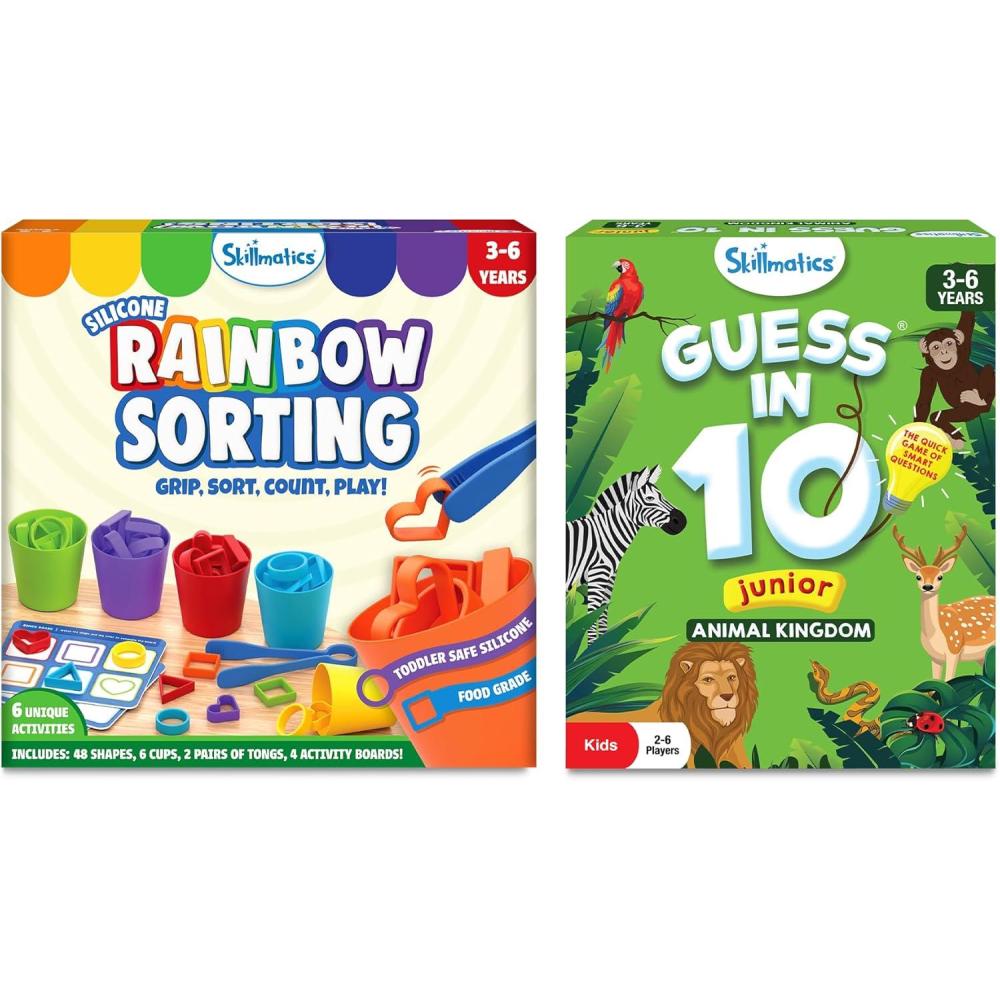 image:imageSkillmatics Silicone Rainbow Sorting amp Guess in 10  Animal Kingdom Bundle Fun Learning Games Educational Toys Gifts for Toddlers amp Preschoolers Ages 3 4 5 6