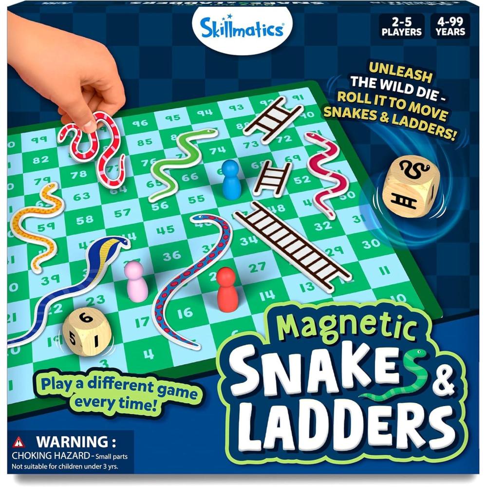 image:imageSkillmatics Snakes amp Ladders  Magnetic amp Customizable Board Game with a Twist Classic Strategy Game for Family Game Night Travel Toy amp Gift for Boys Girls Teens amp Adults 25 Players