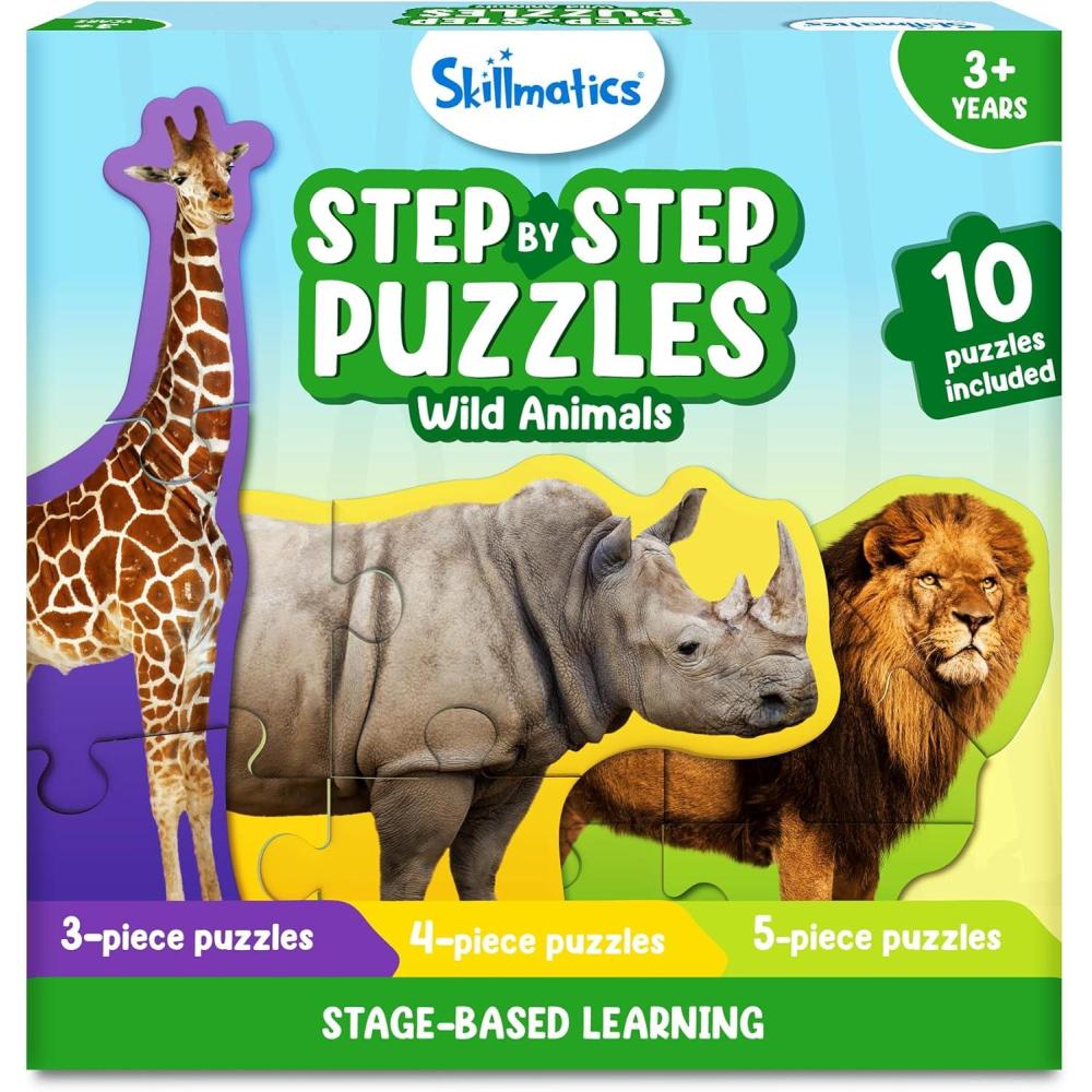 image:imageSkillmatics Step by Step Puzzles  40 Piece Jigsaw amp Toddler Puzzle Montessori Educational Toy for Boys amp Girls Farm Animals Travel Friendly Gifts for Kids Ages 3 4 5 and Up2 Wild Animals