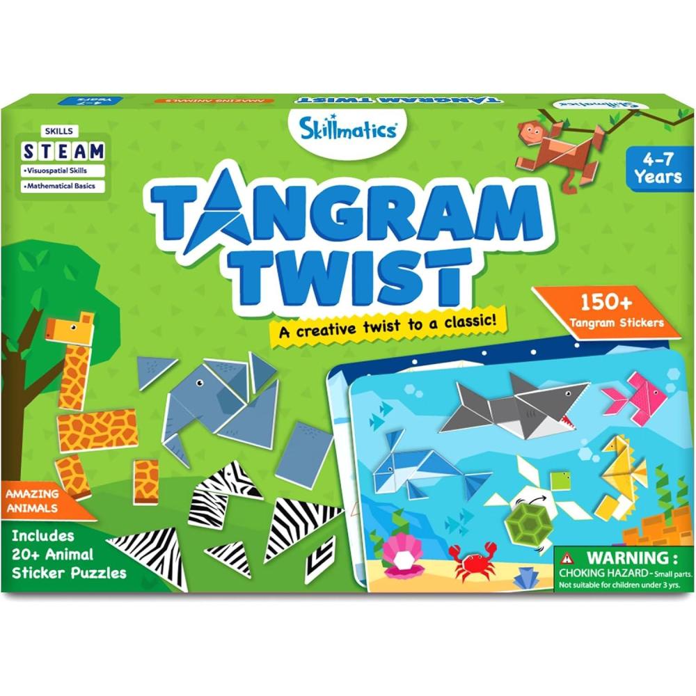 image:imageSkillmatics Tangram Sticker Puzzles  Educational Art amp Craft Activity with 150 Foam Tangram Stickers Creative Toys amp Games for Boys amp Girls Ages 4 5 6 7Animals