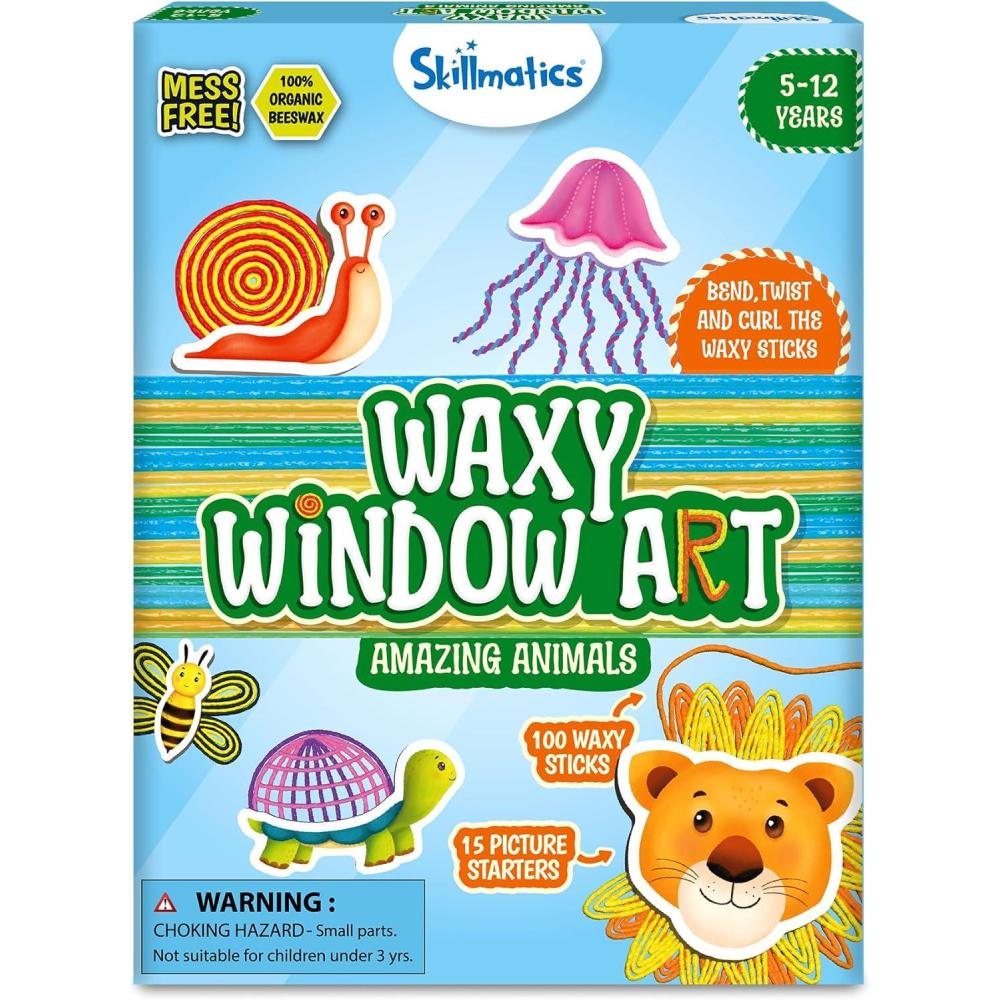 image:imageSkillmatics Waxy Stick Art Kit  100 Bendable amp Reusable Waxy Sticks for MessFree DIY Fun Pretty Pictures with Unicorns amp Princesses Creative Gifts for Girls amp Boys Ages 5 6 7 8 9 10 11 121 Animals
