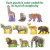 Skillmatics Step by Step Puzzles – 40 Piece Jigsaw & Toddler Puzzle, Montessori Educational Toy for Boys & Girls, Farm Animals, Travel Friendly, Gifts for Kids Ages 3, 4, 5 and Up(2. Wild Animals)