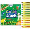 Skillmatics Color & Learn Activity Book – Letters, Numbers, Phonics & Shapes, 12 Retractable Mess-Free Crayons & 50 Pages, Educational Gift for Toddlers and Preschoolers Ages 3, 4, 5, 6(Animals)