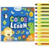 Skillmatics Color & Learn Activity Book – Letters, Numbers, Phonics & Shapes, 12 Retractable Mess-Free Crayons & 50 Pages, Educational Gift for Toddlers and Preschoolers Ages 3, 4, 5, 6(Letters  Numbers  Phonics & Shapes)