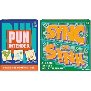 Pun Intended & Sync or Sink Bundle, Fast-paced Party Games, Hilarious Family Games for Kids, Teens & Adults, Gifts for Ages 8, 9, 10 and Up