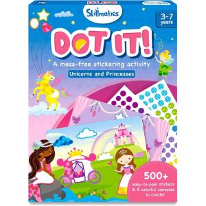 Skillmatics Dot It Sticker Art – Dinosaurs, Mess-Free Fun for Kids, 500+ Stickers, Craft Kits, DIY Scrapbooking Activity, Travel Toys, Gifts for Boys & Girls Ages 3, 4, 5, 6, 7(3. Unicorns & Princesses)