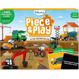 Skillmatics Floor Puzzle & Game – Piece & Play Construction Site, Jigsaw & Toddler Puzzles, Educational Toy, Gifts for Boys & Girls Ages 3, 4, 5, 6, 7 (48 Pieces, 2 x 3 feet)(1. Construction Site)