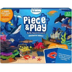 Skillmatics Floor Puzzle & Game – Piece & Play Construction Site, Jigsaw & Toddler Puzzles, Educational Toy, Gifts for Boys & Girls Ages 3, 4, 5, 6, 7 (48 Pieces, 2 x 3 feet)(2. Underwater Animals)