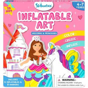 Skillmatics Inflatable Art for Kids – 3D Unicorns & Princesses, Preschool Craft Kits, Fun DIY Activity, Coloring Set, Gifts for Boys & Girls Ages 4, 5, 6, 7
