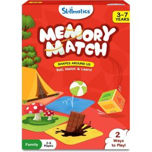 Skillmatics Memory Match – Animals, Fun & Fast Matching Board Game for Kids, Educational Preschool Game for Toddlers, Boys & Girls Ages 3, 4, 5, 6 & 7, Learning & Brain Development Toy(Shapes Around Us)