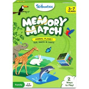 Skillmatics Memory Match – Animals, Fun & Fast Matching Board Game for Kids, Educational Preschool Game for Toddlers, Boys & Girls Ages 3, 4, 5, 6 & 7, Learning & Brain Development Toy(Animal Planet)