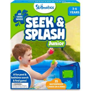 Skillmatics Pool Toys – Seek & Splash, Preschool Search & Find Water Game, Swimming Pool & Bathtime Toy for Kids, Summer Fun & Gifts for Boys & Girls Ages 3, 4, 5, 6, Includes 48 Colorful Gems(3. Seek & Splash Junior)
