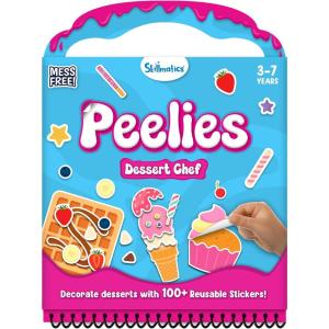 Skillmatics Reusable Sticker Activity Book – Peelies, 100+ Reusable Stickers, 6 Pictures, Mess-Free Fun for Kids, Creative Play & Travel Toy, Gifts for Boys & Girls Ages 3, 4, 5, 6, 7(Dessert Chef)