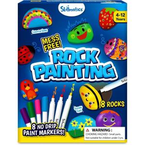 Skillmatics Rock Painting Kit – Mess-Free Art & Craft Activity for Girls & Boys, Craft Kits & Supplies, DIY Creative Activity, Valentine’s Day Gifts for Kids Ages 4, 5, 6, 7, 8, 9, 10, 11,12