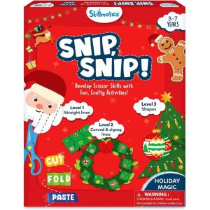 Skillmatics Scissor Skills Activity Book – Snip Snip Unicorns & Princesses, 25 Fun Cutting & Creative Activities, 2 Child-Safe Scissors, Felt Craft Kit, Valentine’s Day Gift for Ages 3, 4, 5, 6, 7(5. Holiday Magic)