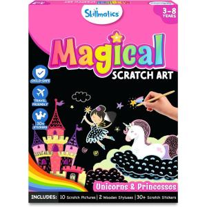 Skillmatics Scratch Art Book for Kids – Unicorns & Princesses, Craft Kits & Supplies, 30+ Scratch Stickers, Travel Toys, DIY Kit, Valentine’s Day Gifts for Girls & Boys Ages 3, 4, 5, 6, 7, 8(2. Unicorns & Princesses)