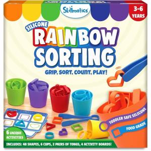 Skillmatics Silicone Rainbow Sorting Game – Learning & Educational Toy, Sorting, Counting & Sequencing Skills, Classroom Valentine’s Day Gift for Toddlers & Preschoolers Ages 3, 4, 5, 6(Rainbow Sorting)