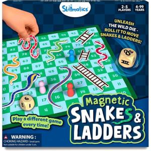 Skillmatics Snakes & Ladders – Magnetic & Customizable Board Game with a Twist, Classic Strategy Game for Family Game Night, Travel Toy & Gift for Boys, Girls, Teens & Adults, 2-5 Players