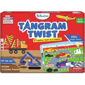 Skillmatics Tangram Sticker Puzzles – Educational Art & Craft Activity with 150+ Foam Tangram Stickers, Creative Toys & Games for Boys & Girls Ages 4, 5, 6, 7(Transport Vehicles)