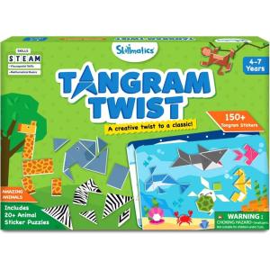 Skillmatics Tangram Sticker Puzzles – Educational Art & Craft Activity with 150+ Foam Tangram Stickers, Creative Toys & Games for Boys & Girls Ages 4, 5, 6, 7(Animals)
