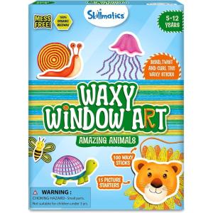 Skillmatics Waxy Stick Art Kit – 100 Bendable & Reusable Waxy Sticks for Mess-Free DIY Fun, Pretty Pictures with Unicorns & Princesses, Creative Gifts for Girls & Boys Ages 5, 6, 7, 8, 9, 10, 11, 12(1. Animals)