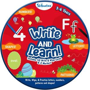 Skillmatics Write & Learn Reusable Cards for Toddlers – Letters, Numbers, Patterns & Shapes, Travel Game, Preschool Learning, Gifts for Kids Ages 3, 4, 5, 6(3. Write & Learn (Includes 2 Markers))