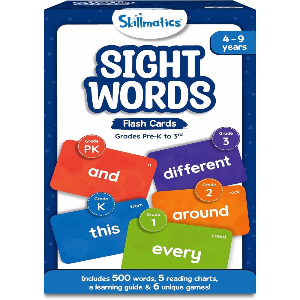image:imageSkillmatics Flash Cards  500 Sight Words for Preschool PreK Kindergarten 1st 2nd 3rd Grade Gifts Includes The Dolch amp Fry Word List amp 6 Unique GamesSight Words