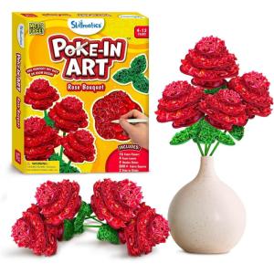Skillmatics Poke-in Art – Disney Princesses, Mess-Free Fun for Kids, DIY Wood Craft Kits, Creative Activity, Gifts for Girls Ages 4, 5, 6, 7, 8, 9, Includes Cinderella, Ariel, Moana, Rapunzel & More(Rose Bouquet)