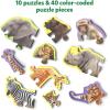 Skillmatics Step by Step Puzzles – 40 Piece Jigsaw & Toddler Puzzles, Montessori Educational Toy for Boys & Girls, Fruits and Vegetables, Travel Friendly, Gifts for Kids Ages 3, 4, 5 and Up(2. Wild Animals)