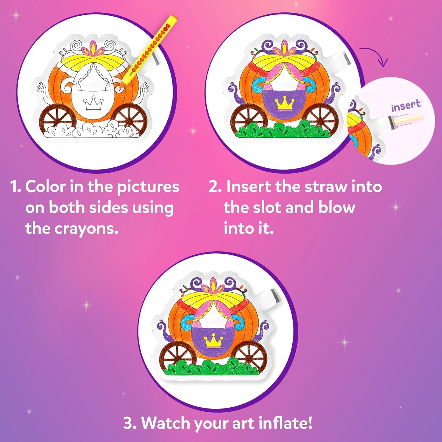 image:imageSkillmatics Inflatable Art Unicorns amp Princesses  3D DIY Craft Kit for Kids MessFree Coloring Set with Crayons amp Straws Gift for Girls amp Boys Ages 4 5 6 7