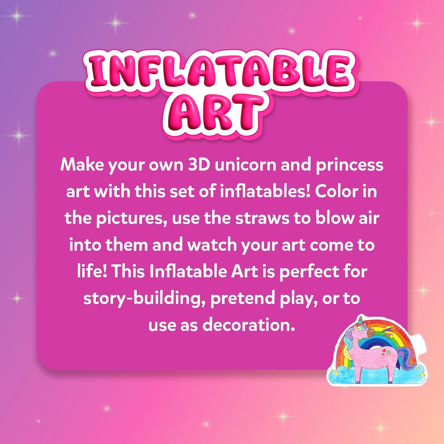 image:imageSkillmatics Inflatable Art Unicorns amp Princesses  3D DIY Craft Kit for Kids MessFree Coloring Set with Crayons amp Straws Gift for Girls amp Boys Ages 4 5 6 7