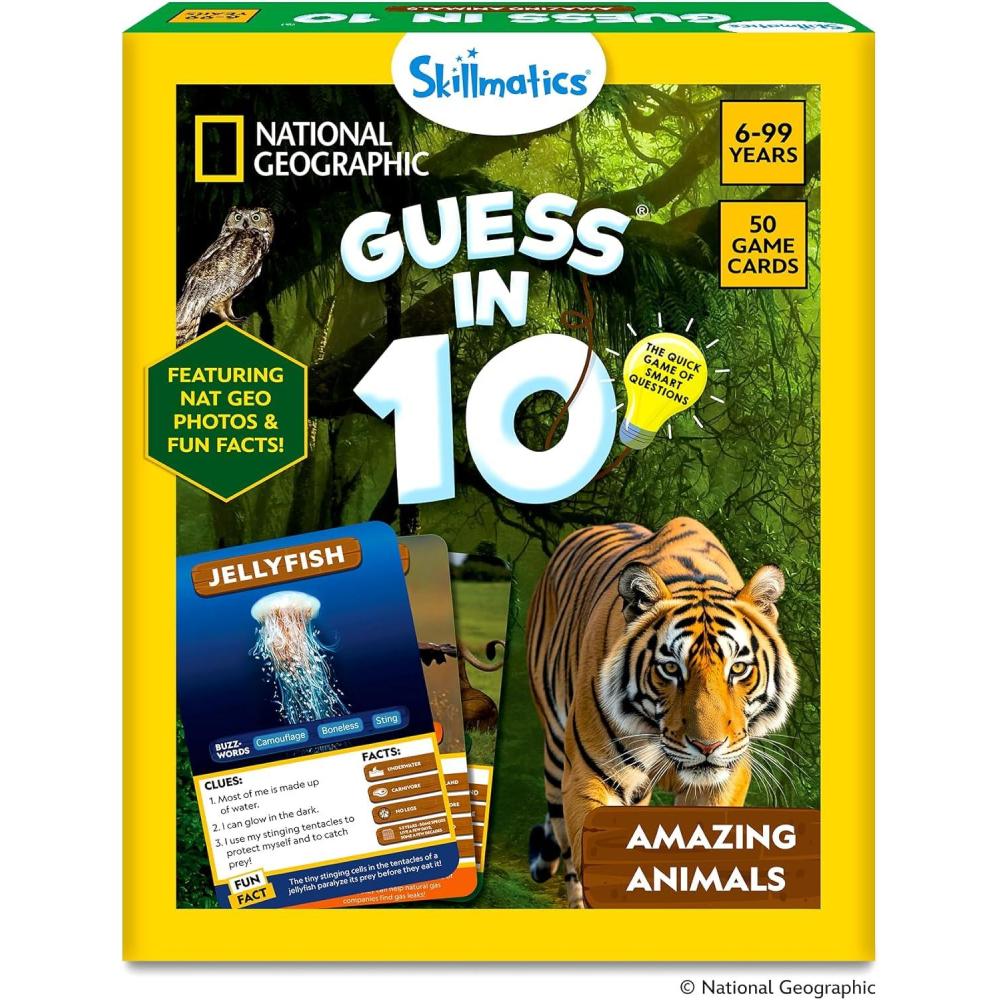 image:imageSkillmatics Guess in 10 National Geographic Animals Educational Card Game for Kids amp Families Animal Trivia amp Travel Game Gifts for Ages 6 7 8 9 and Up2 National Geographic