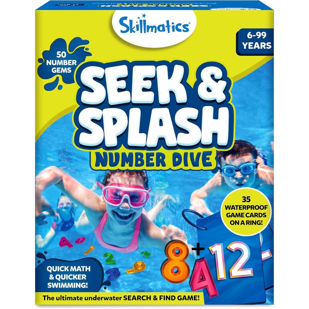 image:imageSkillmatics Pool Toys  Seek amp Splash Search amp Find Water Game Swimming Pool Dive Toy for Kids Summer Fun amp Gifts for Boys amp Girls Ages 6 7 8 9 10 11 amp Up Includes 64 Colorful GemsSeek  Splash Numbers