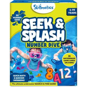 Skillmatics Pool Toys – Seek & Splash, Search & Find Water Game, Swimming Pool Dive Toy for Kids, Summer Fun & Gifts for Boys & Girls Ages 6, 7, 8, 9, 10, 11 & Up, Includes 64 Colorful Gems(Seek & Splash Numbers)