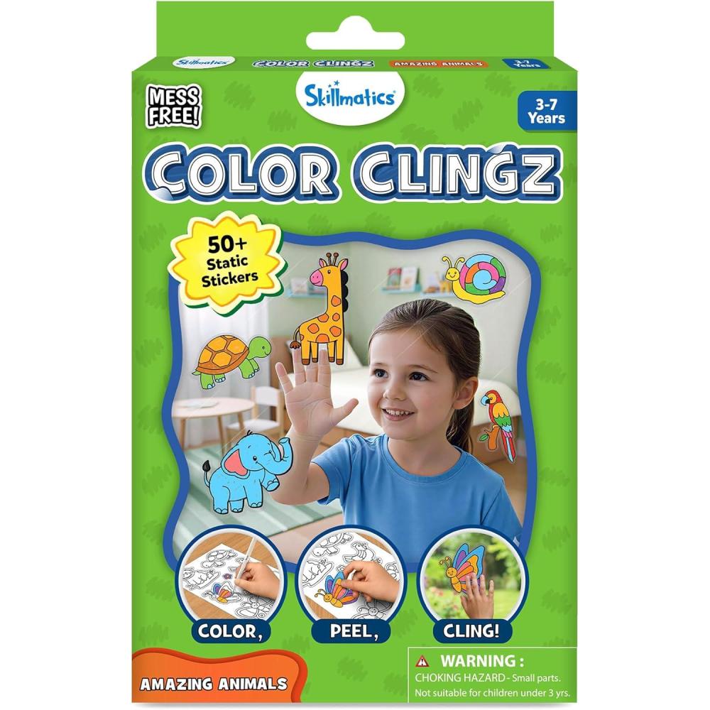 image:imageSkillmatics Cling Art  Color Clingz Animals 50 Reusable Static Stickers MessFree Fun for Kids DIY Craft Kits amp Supplies Travel Toys Creative Gifts for Boys and Girls Ages 3 4 5 6 7Animals